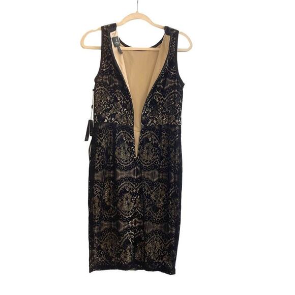 Adrianna Papell - AP1D101560 Sleeveless Velvet Lace Sheath Dress Size 4 NWT - Picture 9 of 12
